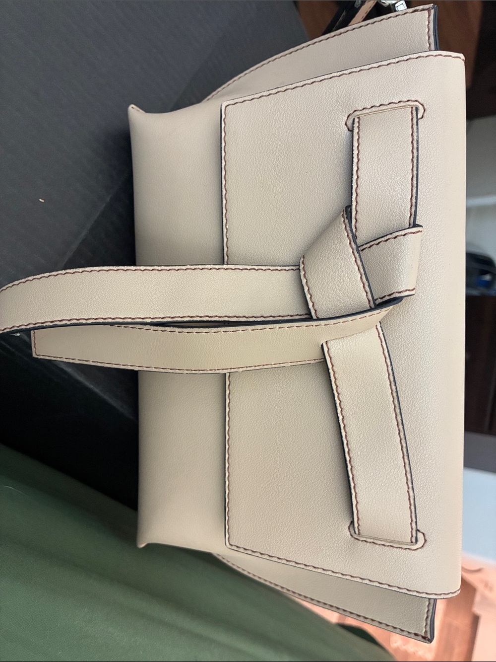 French Connection Classic Cream Knot-Detail Hand Bag